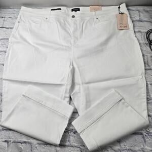 NWT NYDJ Plus Marilyn Cuffed Crop Jeans sz 26W Optic White LiftxTuck Technology